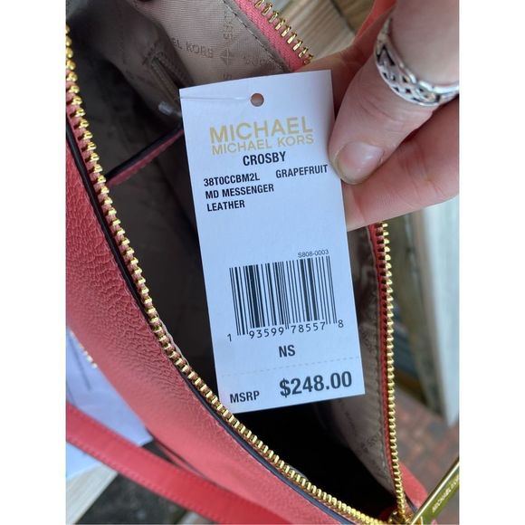 Michael Kors 🐾 NWT Coral Reef Crosby Medium Leather Shoulder Bag, MSRP $248 - Picture 7 of 16